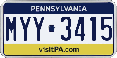 PA license plate MYY3415