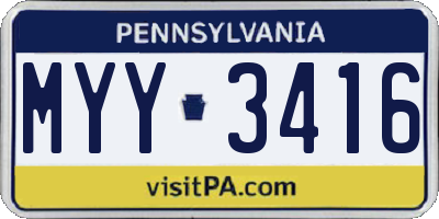 PA license plate MYY3416