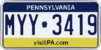 PA license plate MYY3419