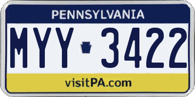 PA license plate MYY3422