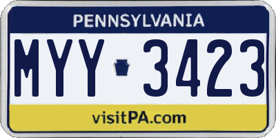 PA license plate MYY3423