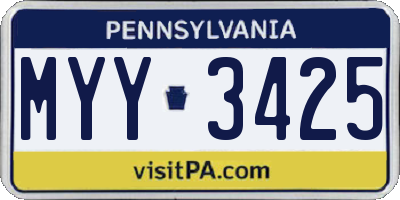 PA license plate MYY3425