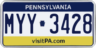 PA license plate MYY3428