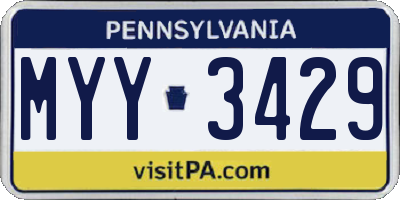 PA license plate MYY3429