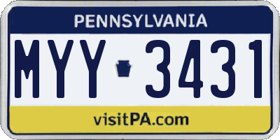 PA license plate MYY3431