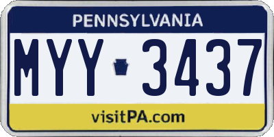 PA license plate MYY3437