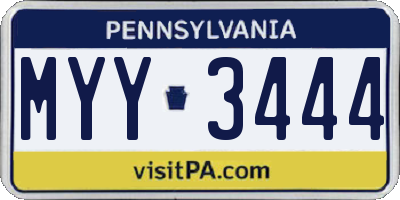 PA license plate MYY3444