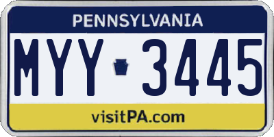 PA license plate MYY3445
