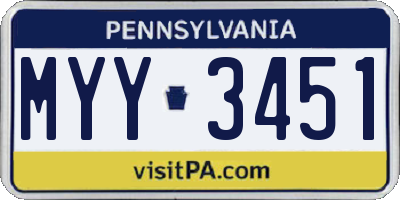 PA license plate MYY3451