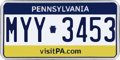 PA license plate MYY3453