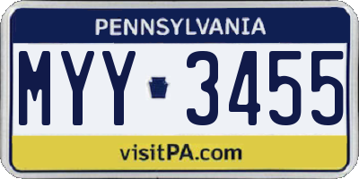 PA license plate MYY3455