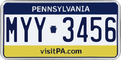 PA license plate MYY3456
