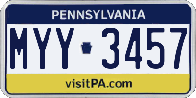 PA license plate MYY3457