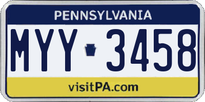 PA license plate MYY3458