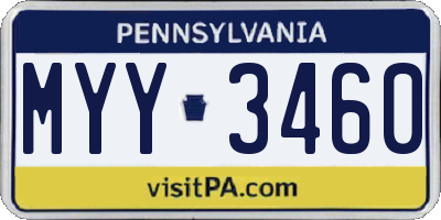 PA license plate MYY3460