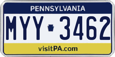 PA license plate MYY3462