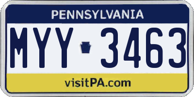 PA license plate MYY3463
