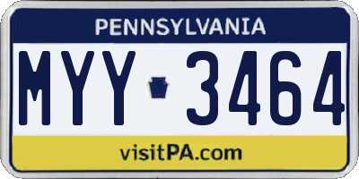 PA license plate MYY3464