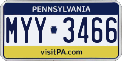 PA license plate MYY3466
