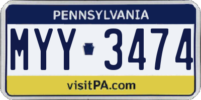 PA license plate MYY3474