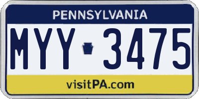 PA license plate MYY3475