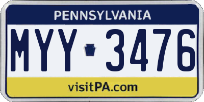 PA license plate MYY3476