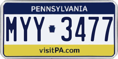 PA license plate MYY3477