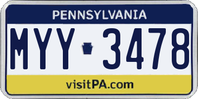 PA license plate MYY3478