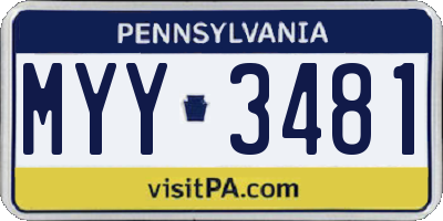 PA license plate MYY3481