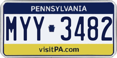PA license plate MYY3482