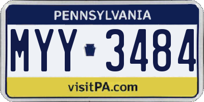 PA license plate MYY3484