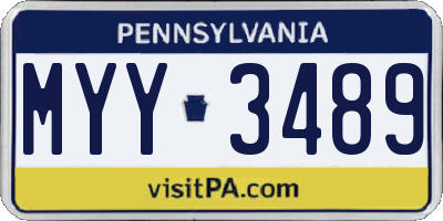PA license plate MYY3489