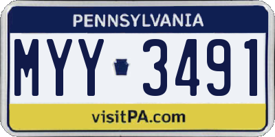 PA license plate MYY3491