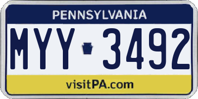 PA license plate MYY3492