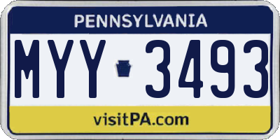PA license plate MYY3493
