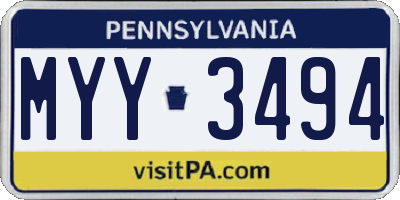 PA license plate MYY3494