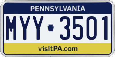 PA license plate MYY3501