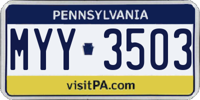 PA license plate MYY3503