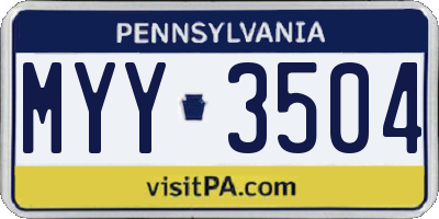 PA license plate MYY3504