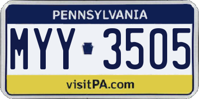 PA license plate MYY3505