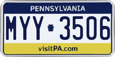 PA license plate MYY3506