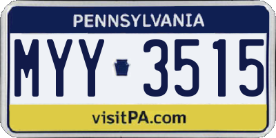 PA license plate MYY3515