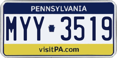PA license plate MYY3519