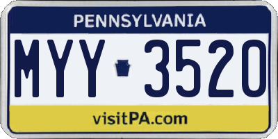 PA license plate MYY3520