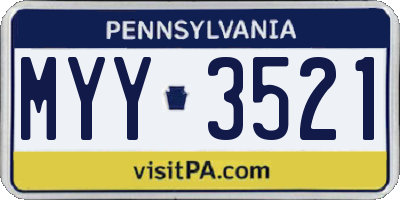 PA license plate MYY3521