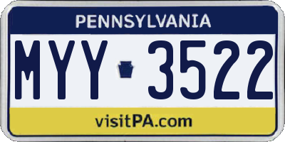 PA license plate MYY3522