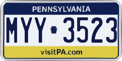 PA license plate MYY3523