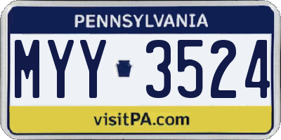 PA license plate MYY3524