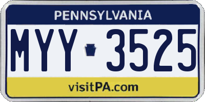 PA license plate MYY3525