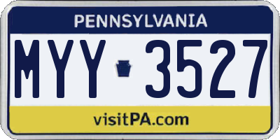 PA license plate MYY3527